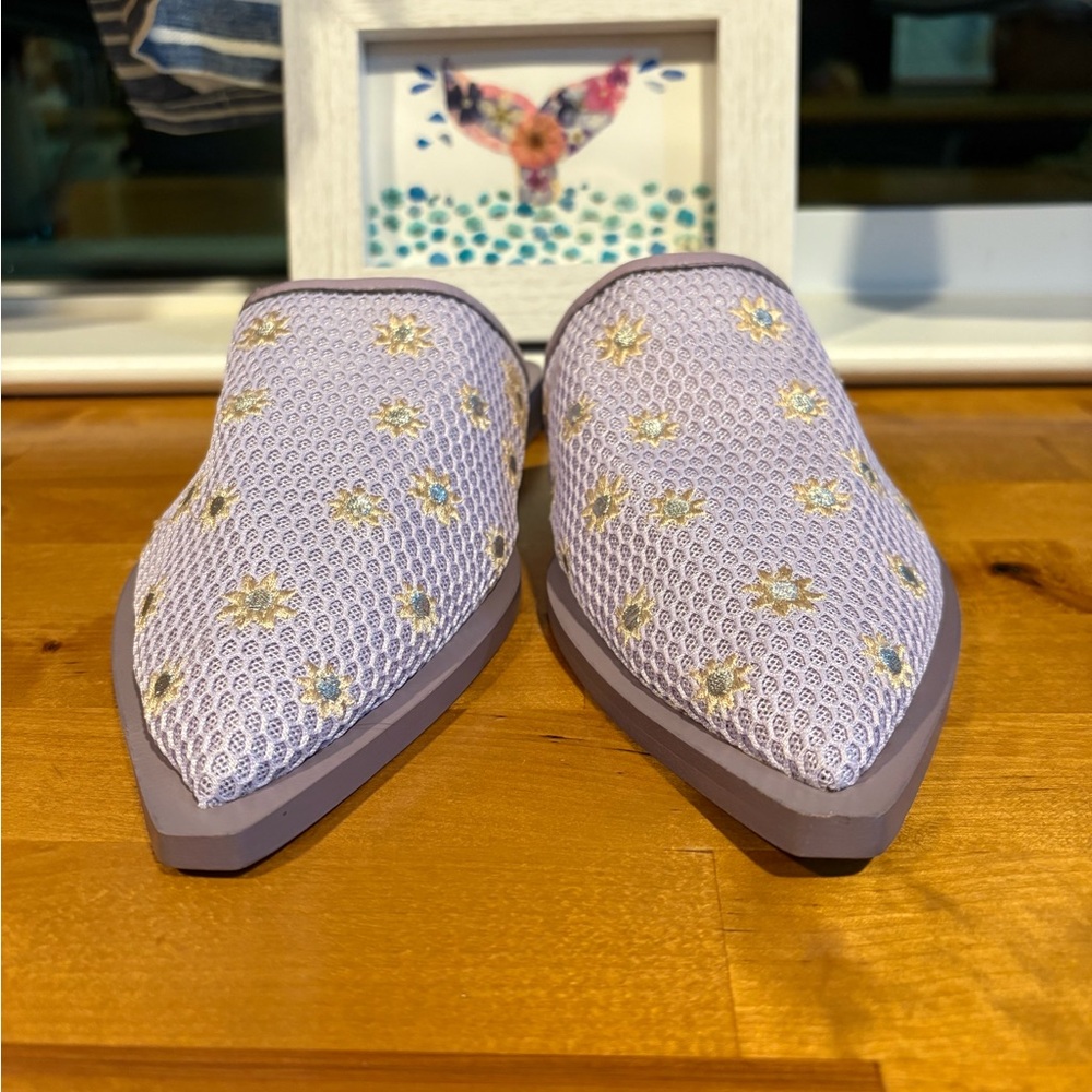 Free People Lilac Floral Mesh Mules - Picture 2 of 6